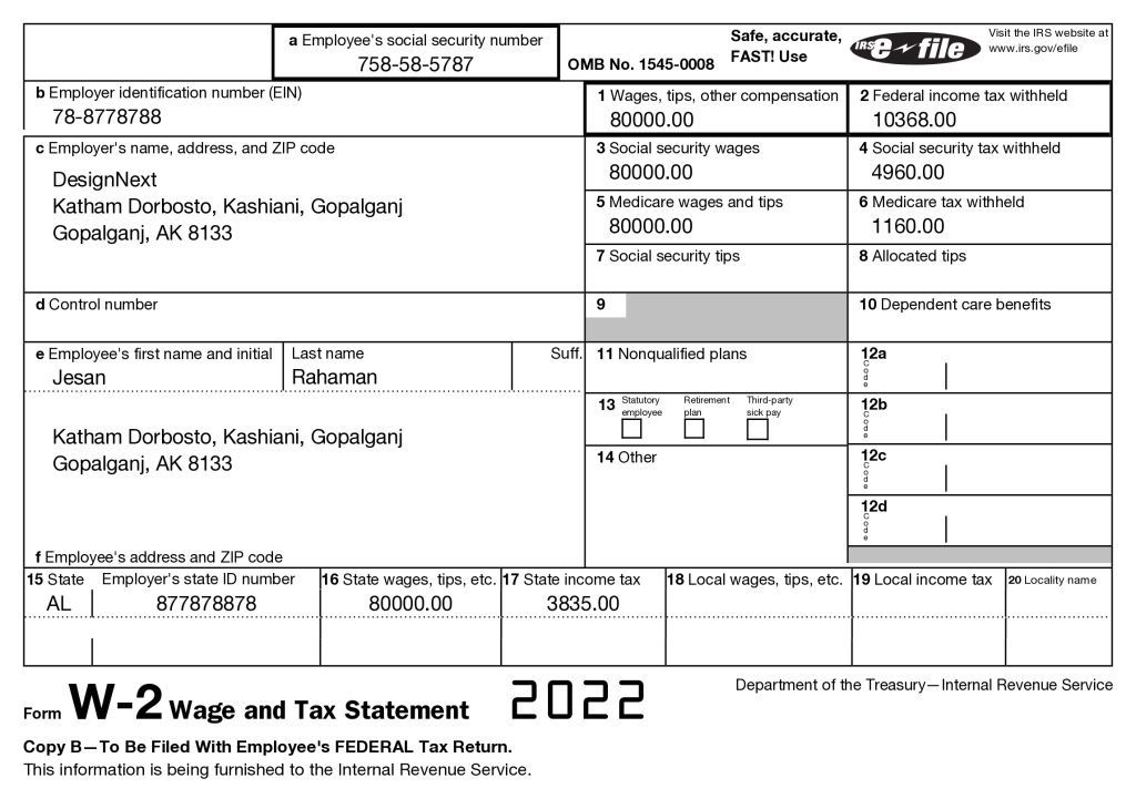 California W2 Form